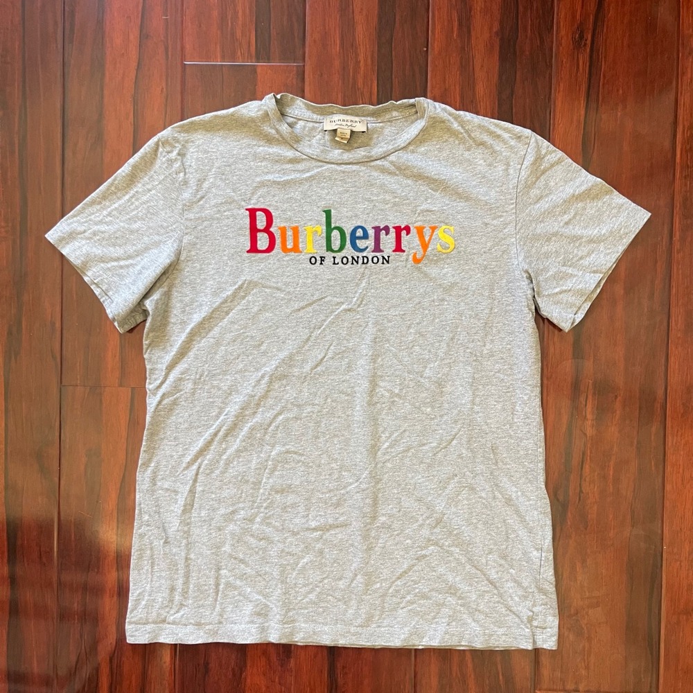 Burberry Burberrys of London Rainbow Logo T Shirt Grey Men's Small MSRP €210